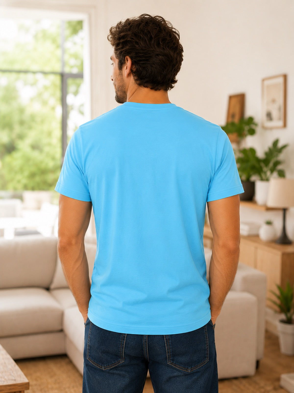 NOMAiX PAWS Husky T-Shirt for Men - My Husky Deserves an Oscar - Funny Dog Dad Gift Tee - Cyan - Back