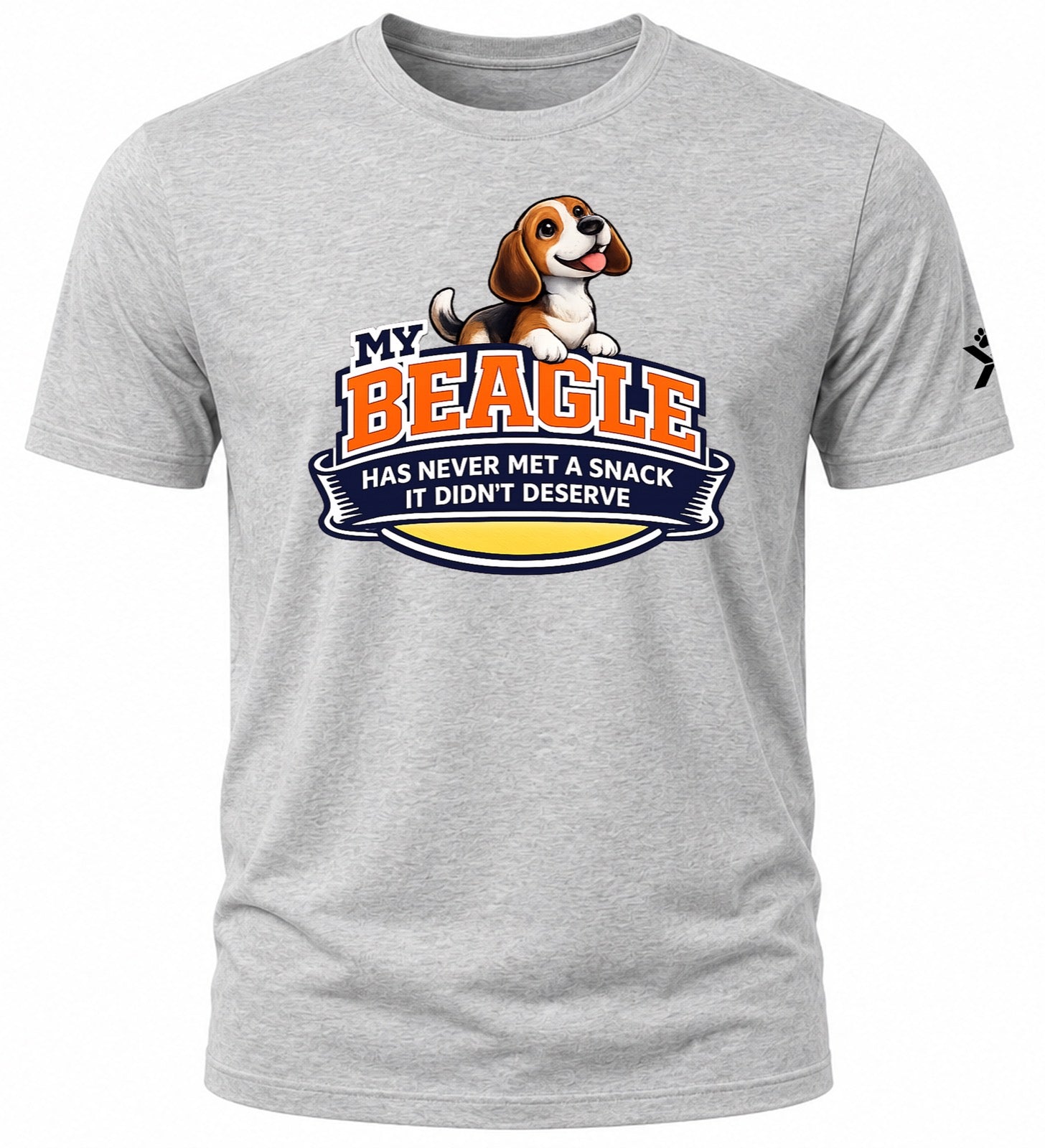 NOMAiX PAWS Beagle T-Shirt for Men - My Beagle Has Never Met a Snack It Didn't Deserve - Funny Dog Dad Gift Tee - Grey - Flat