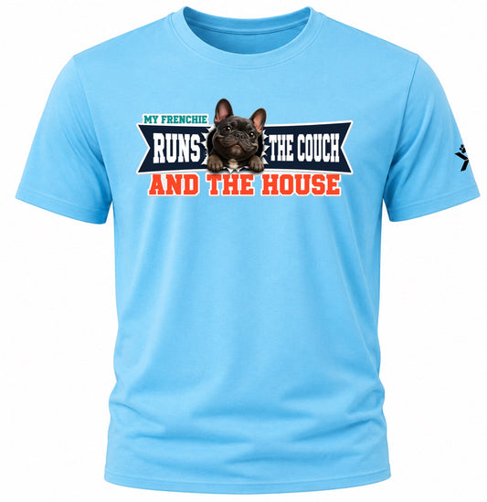 NOMAiX PAWS French Bulldog T-Shirt for Men - My Frenchie Runs the Couch and the House - Funny Dog Dad Gift Tee