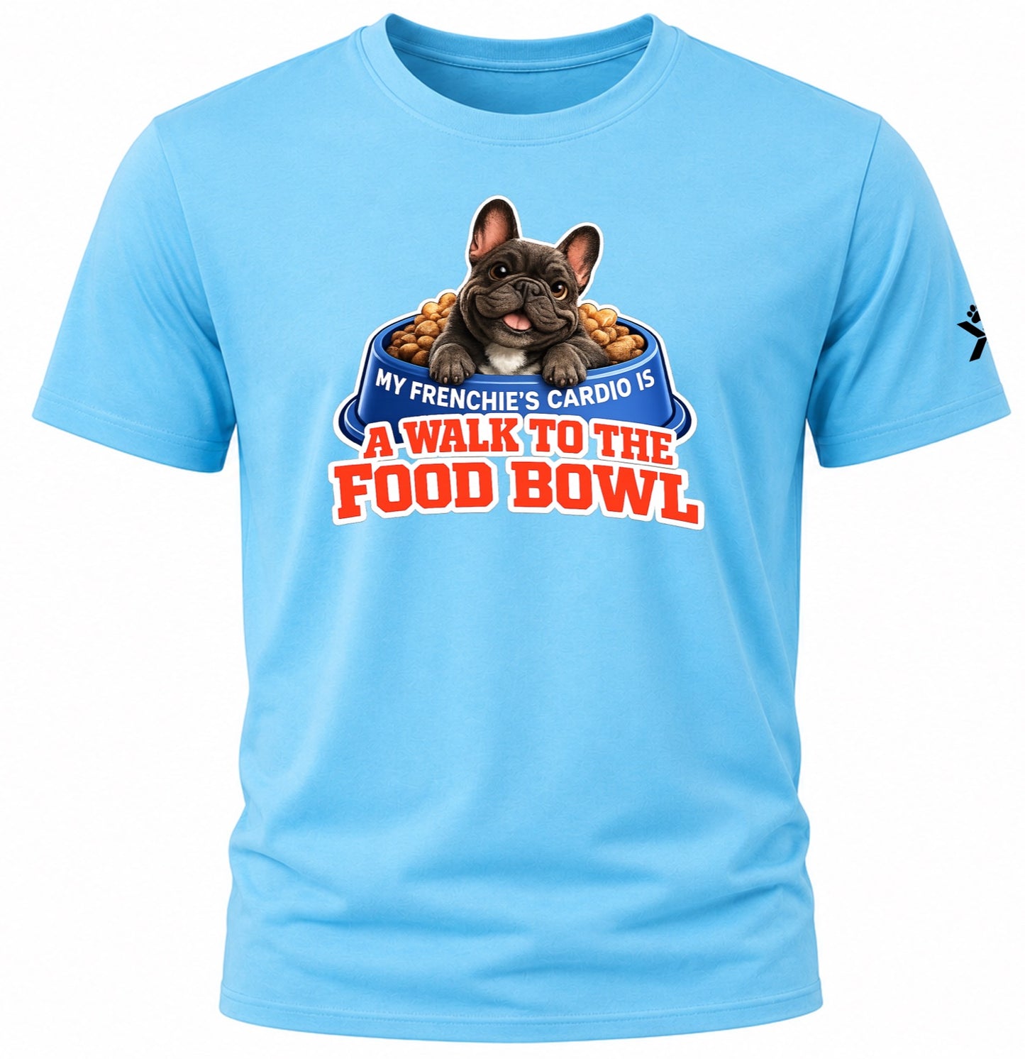 NOMAiX PAWS French Bulldog T-Shirt for Men - My Frenchie's Cardio Is a Walk to the Food Bowl - Funny Dog Dad Gift Tee