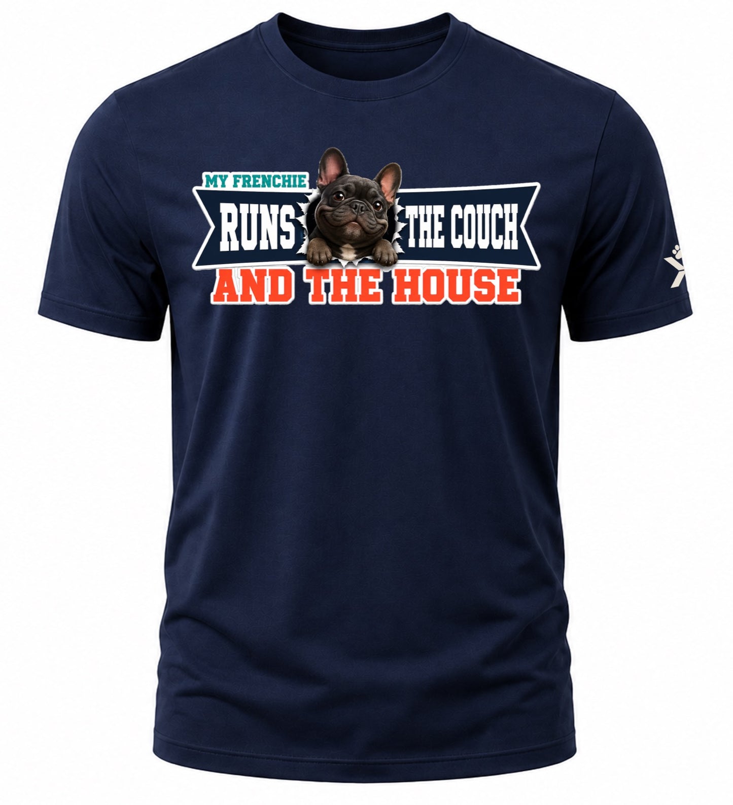 NOMAiX PAWS French Bulldog T-Shirt for Men - My Frenchie Runs the Couch and the House - Funny Dog Dad Gift Tee