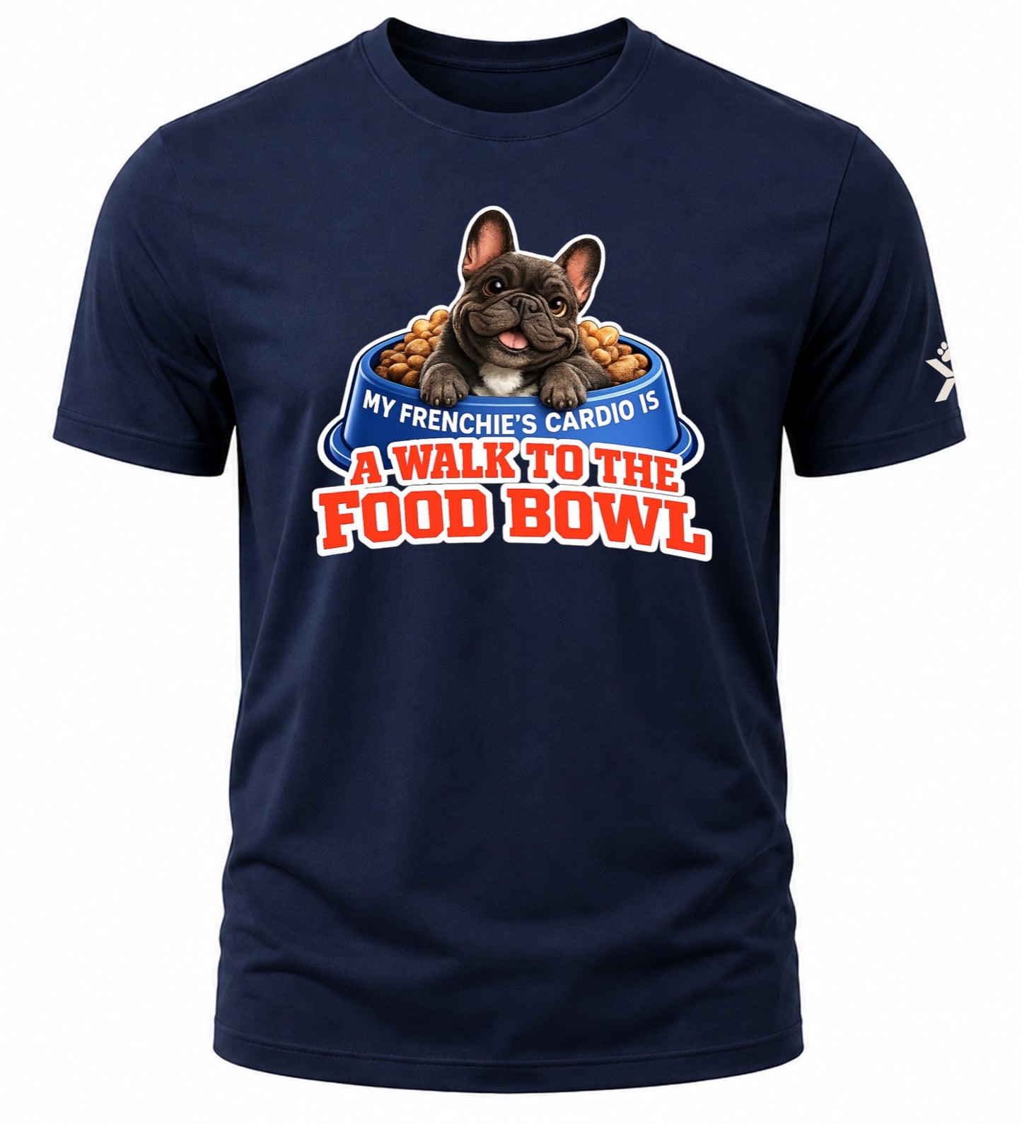NOMAiX PAWS French Bulldog T-Shirt for Men - My Frenchie's Cardio Is a Walk to the Food Bowl - Funny Dog Dad Gift Tee