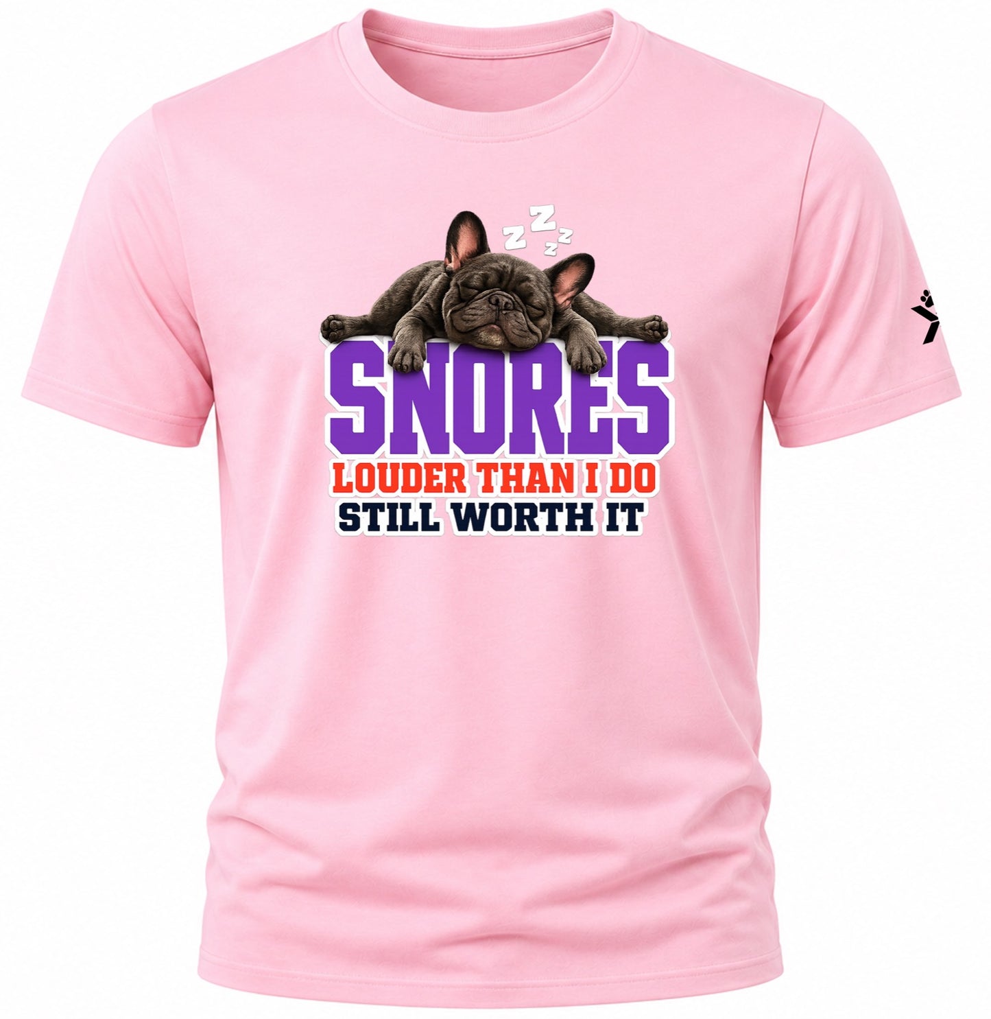 NOMAiX PAWS French Bulldog T-Shirt for Men - Snores Louder Than I Do Still Worth It - Funny Dog Dad Gift Tee