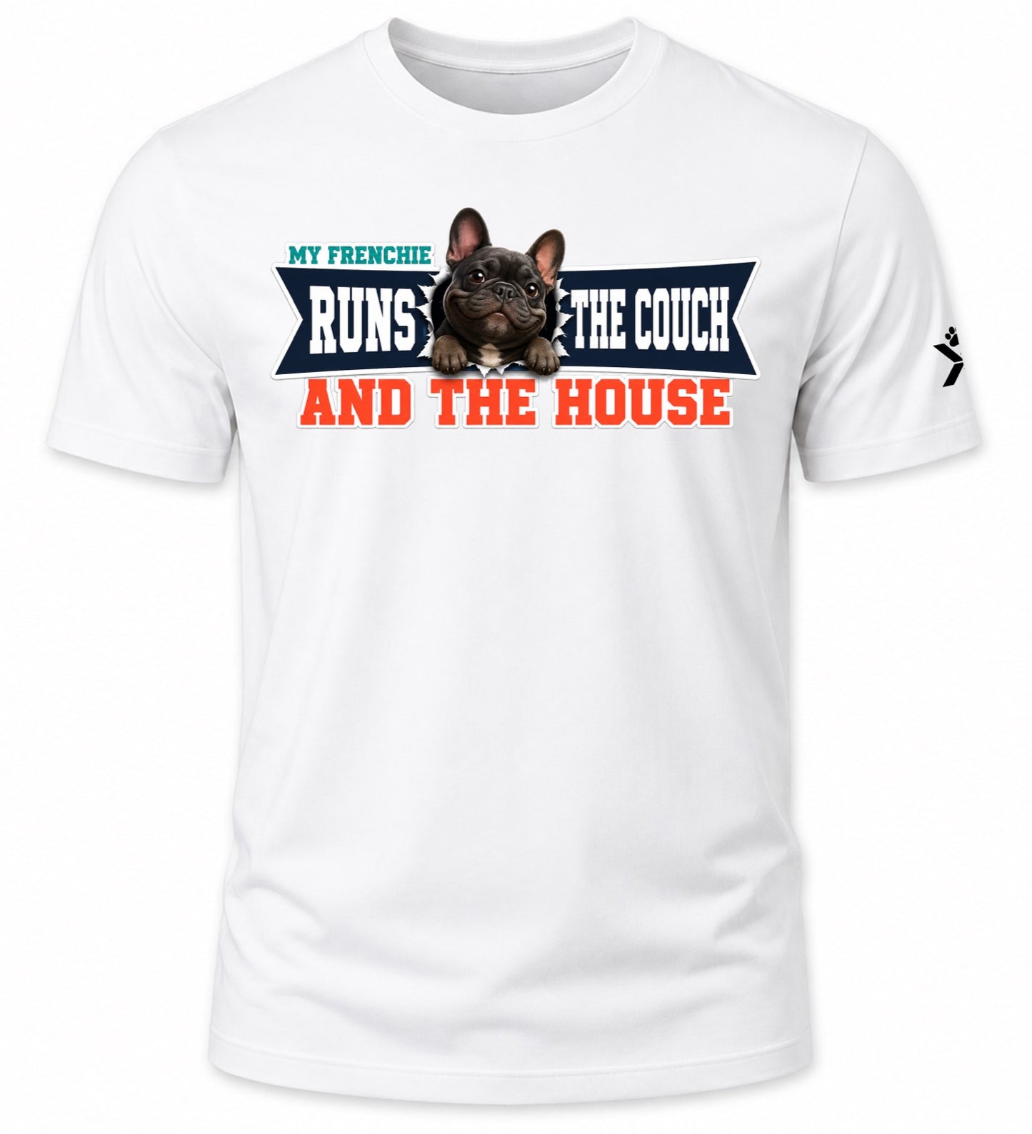 NOMAiX PAWS French Bulldog T-Shirt for Men - My Frenchie Runs the Couch and the House - Funny Dog Dad Gift Tee