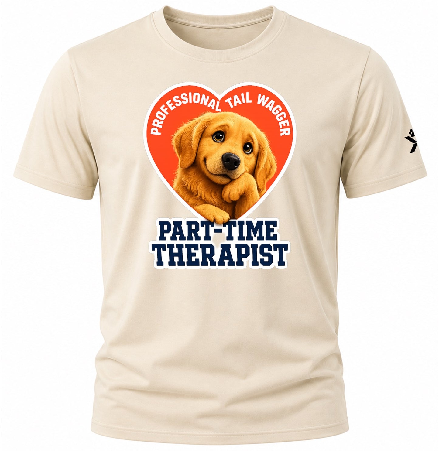 NOMAiX PAWS Golden Retriever T-Shirt for Men - Professional Tail Wagger Part-Time Therapist - Funny Dog Dad Gift Tee - Beige - Flat