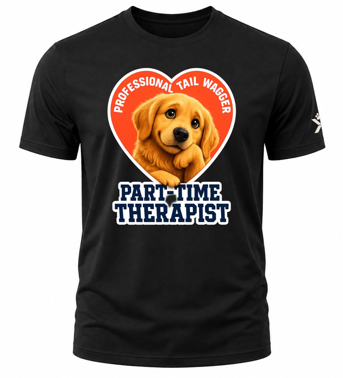 NOMAiX PAWS Golden Retriever T-Shirt for Men - Professional Tail Wagger Part-Time Therapist - Funny Dog Dad Gift Tee - Black - Flat