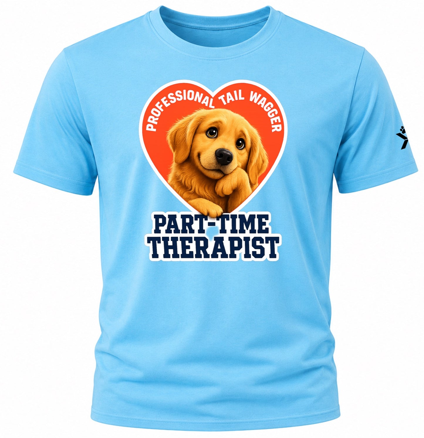 NOMAiX PAWS Golden Retriever T-Shirt for Men - Professional Tail Wagger Part-Time Therapist - Funny Dog Dad Gift Tee - Cyan - Flat