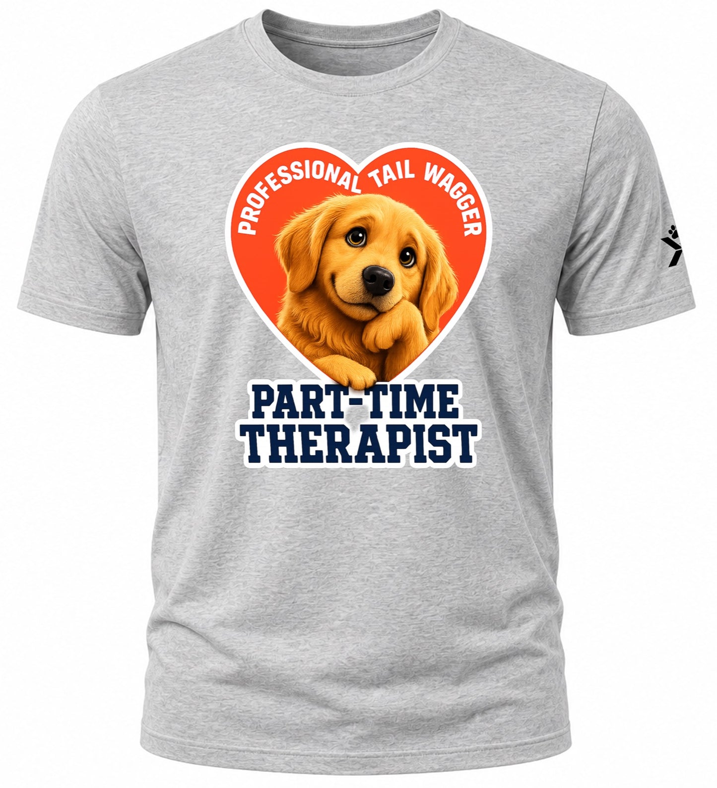 NOMAiX PAWS Golden Retriever T-Shirt for Men - Professional Tail Wagger Part-Time Therapist - Funny Dog Dad Gift Tee - Grey - Flat