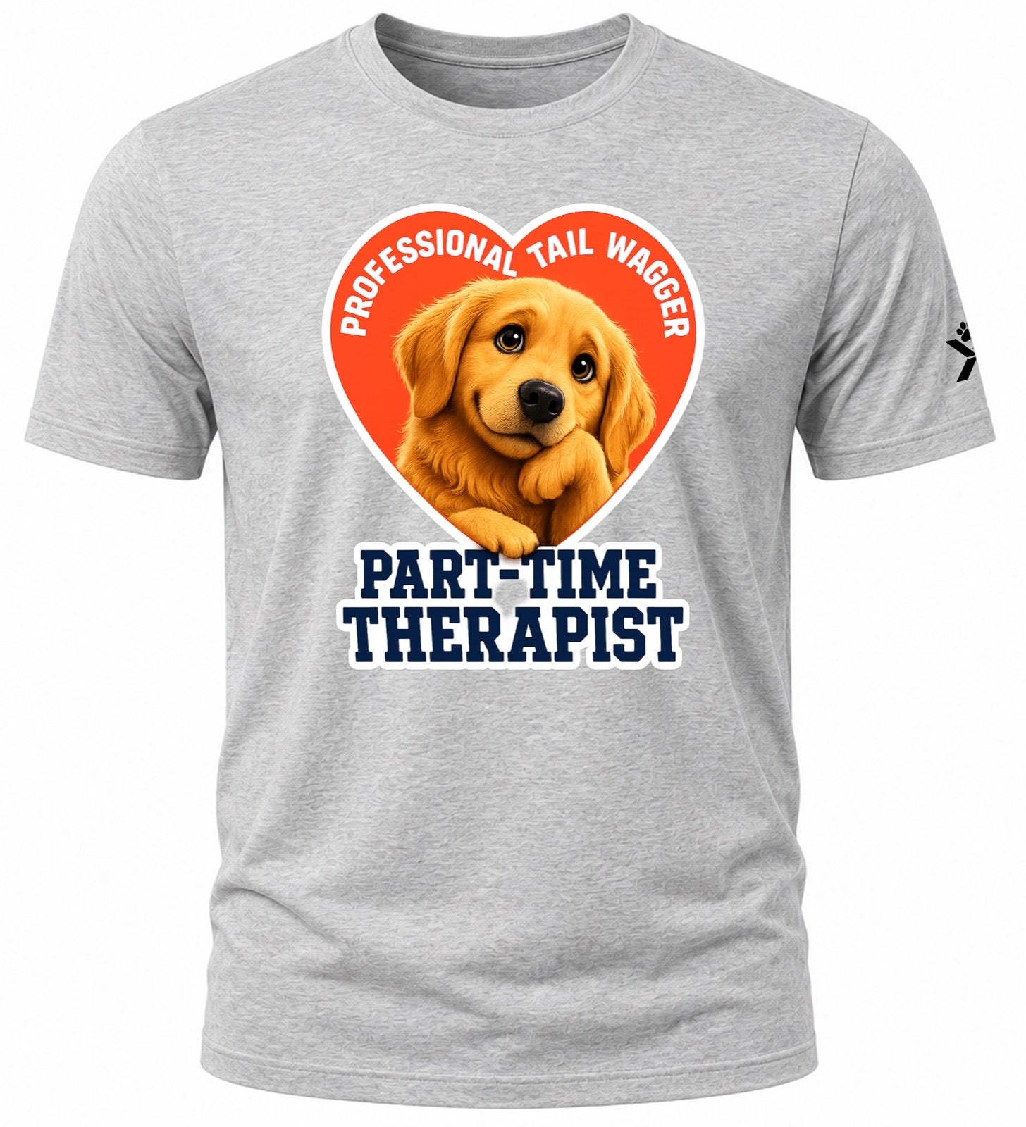 NOMAiX PAWS Golden Retriever T-Shirt for Men - Professional Tail Wagger Part-Time Therapist - Funny Dog Dad Gift Tee - Grey - Flat