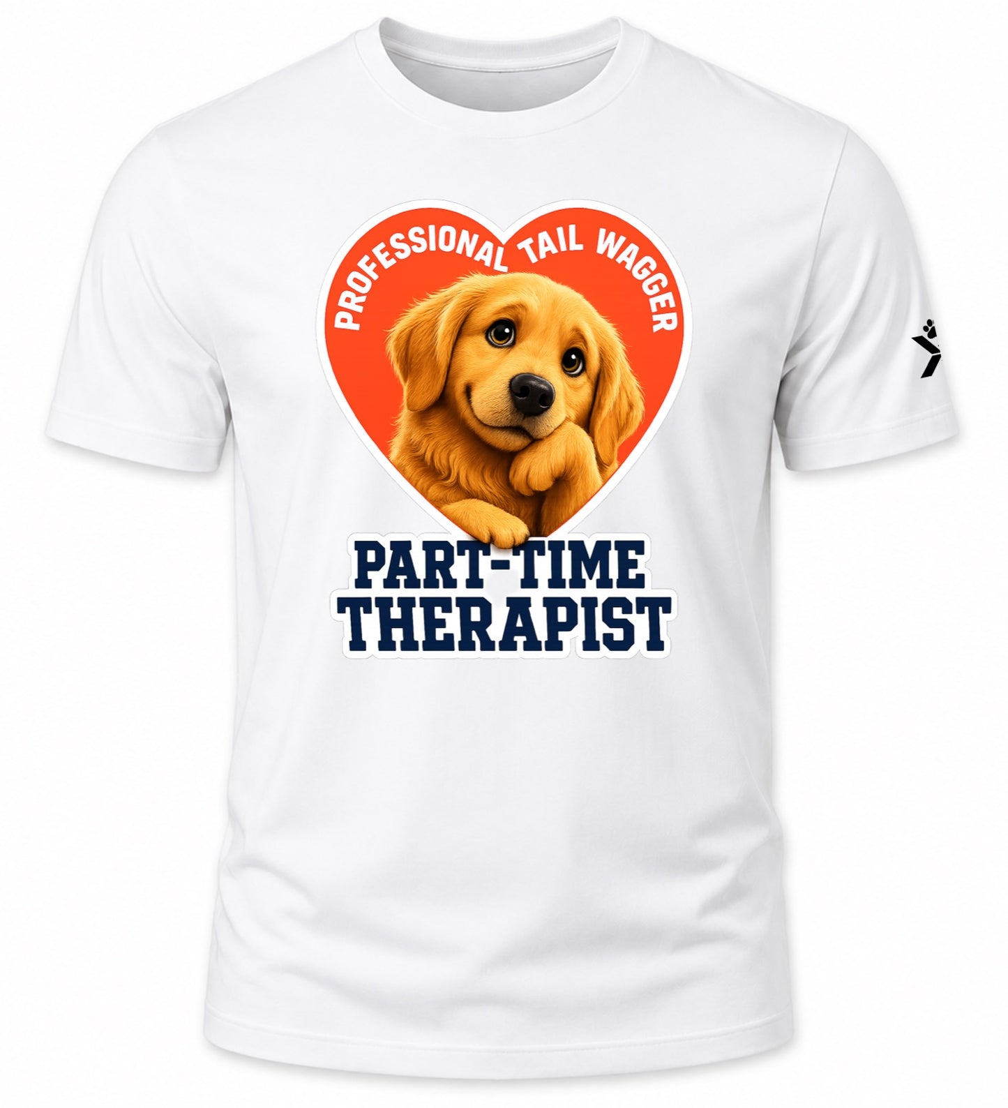 NOMAiX PAWS Golden Retriever T-Shirt for Men - Professional Tail Wagger Part-Time Therapist - Funny Dog Dad Gift Tee - White - Flat